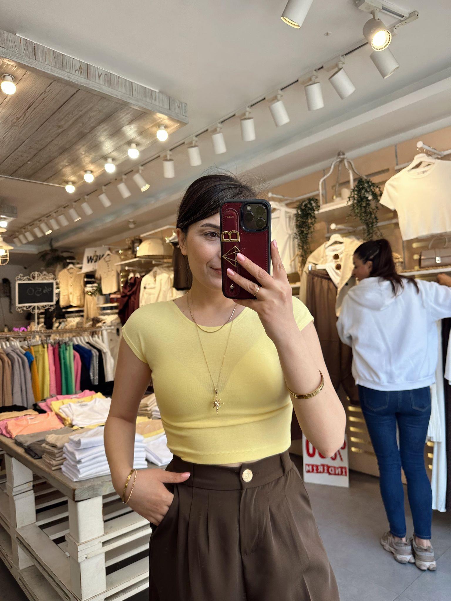 30528 Dlv Sarı Crop Top