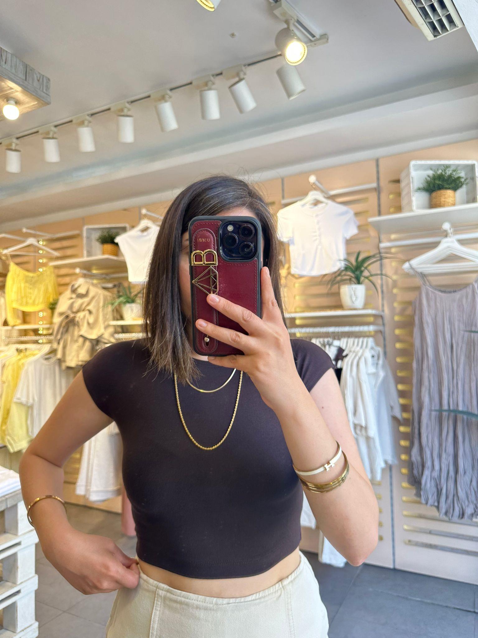 30528 Kahve Crop Top