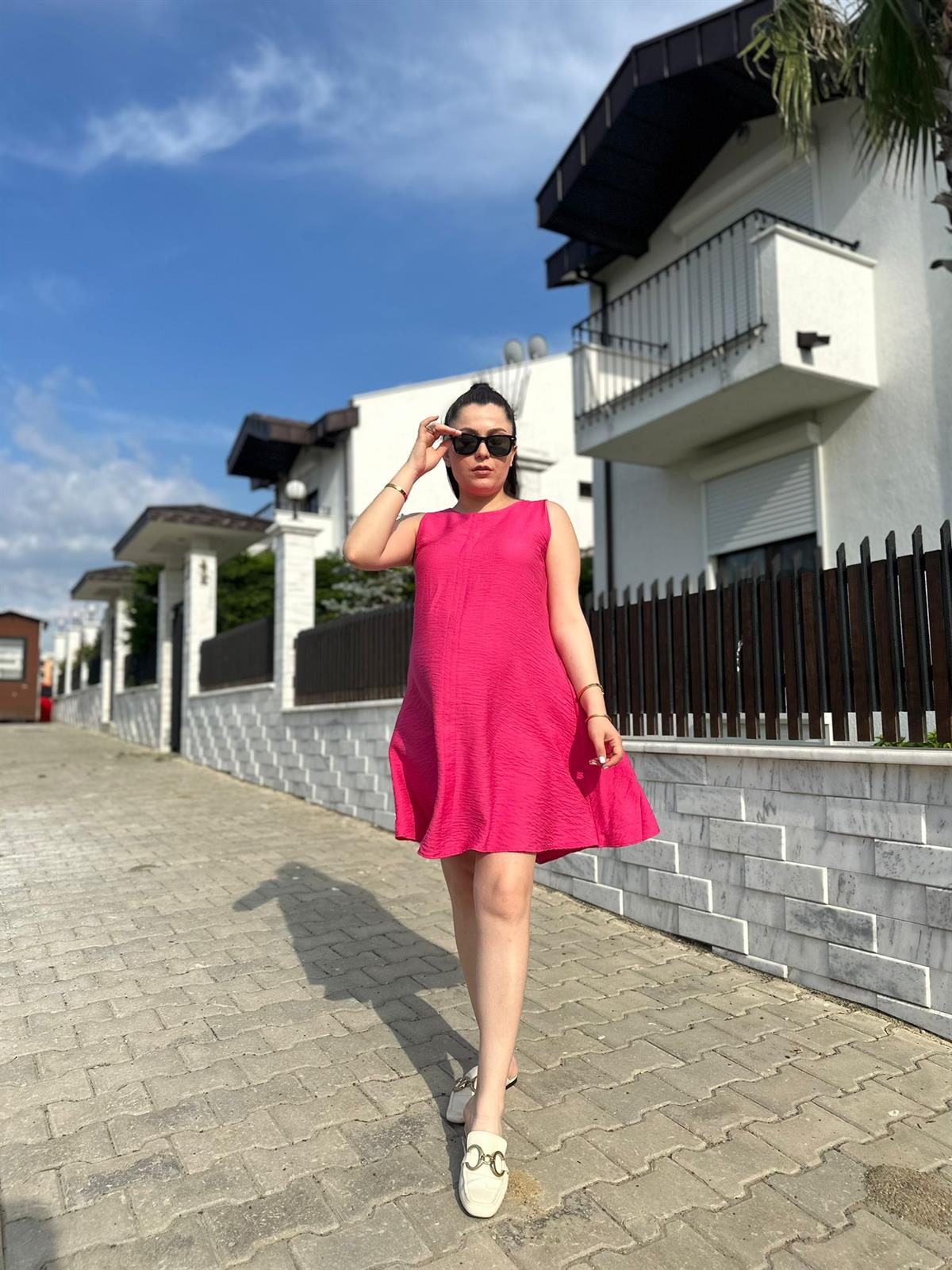 Fuşya Çan Elbise  | StrawberryWear