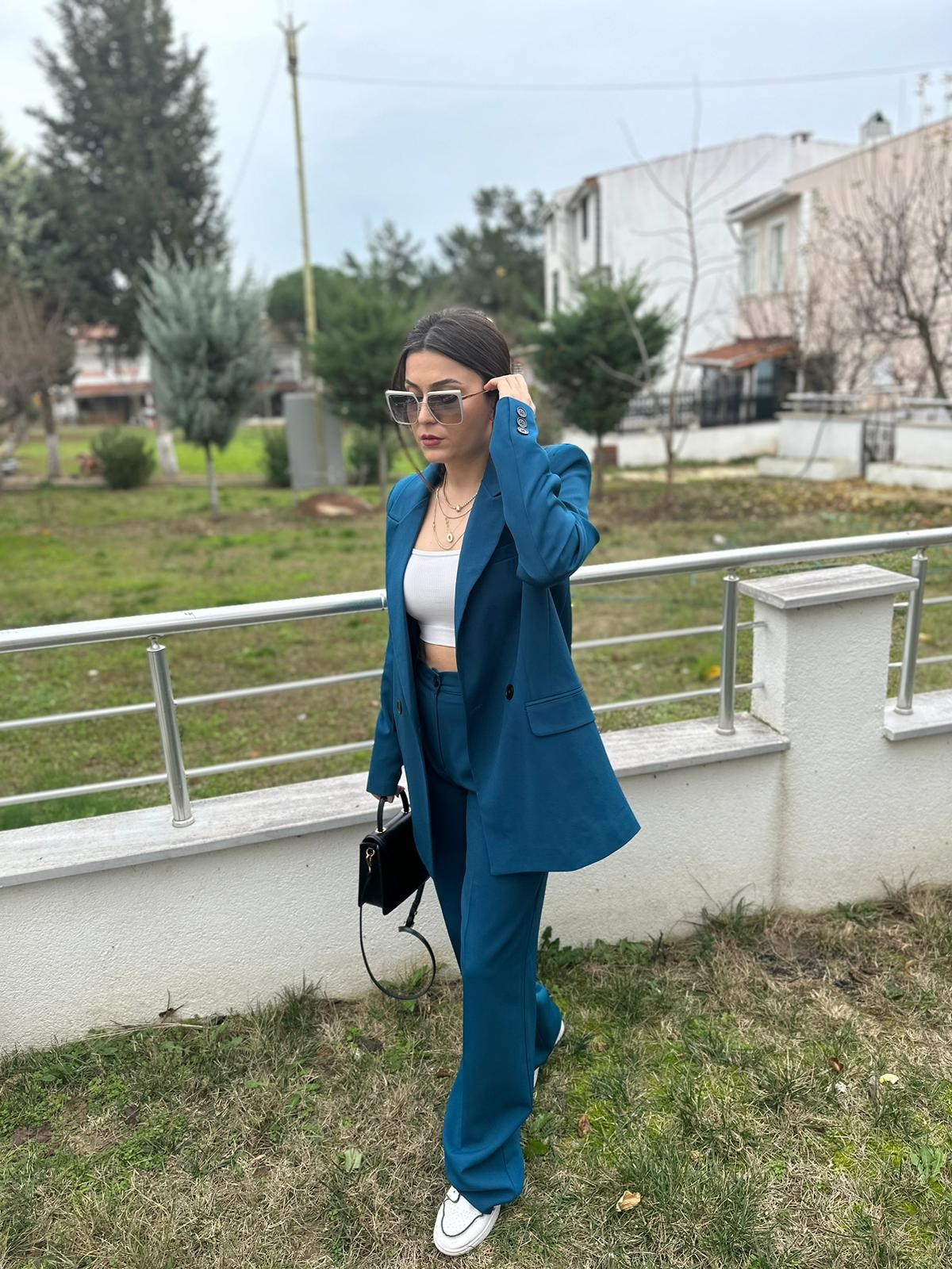 İndigo Mavi Blazer Ceket | StrawberryWear