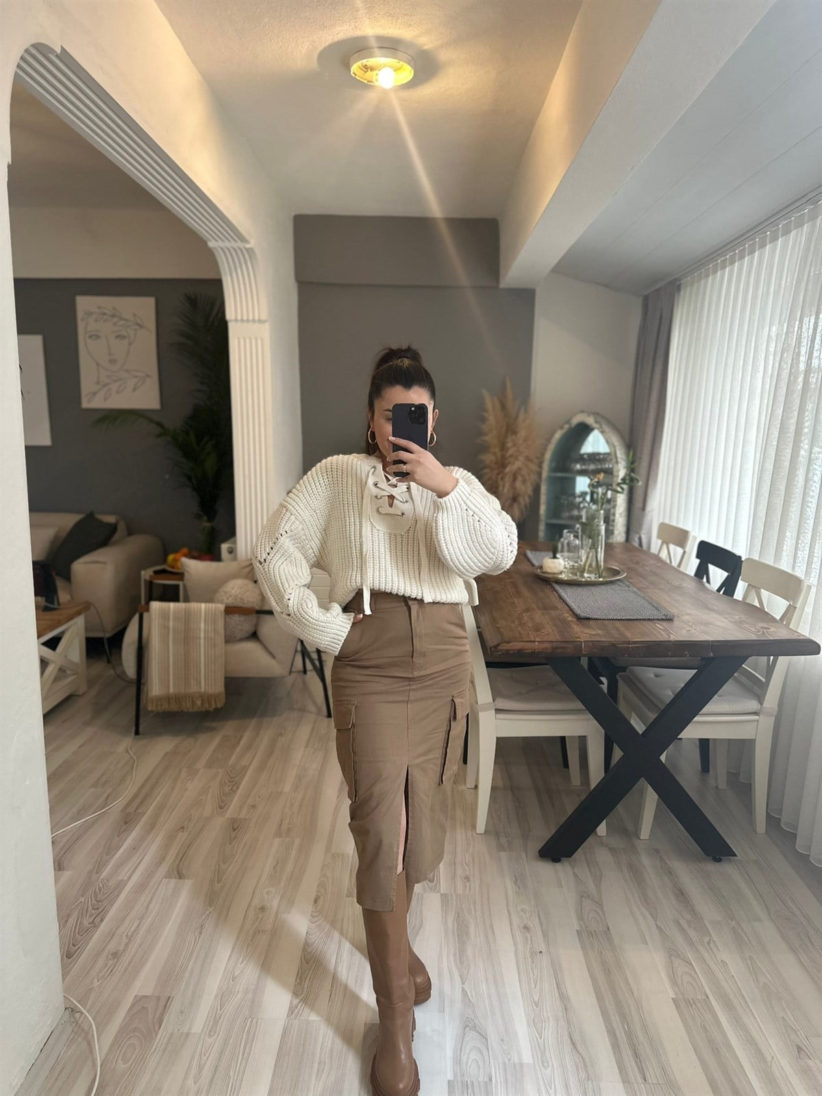 Kargo Cep Önden Yırtmaçlı Kalem Etek | StrawberryWear