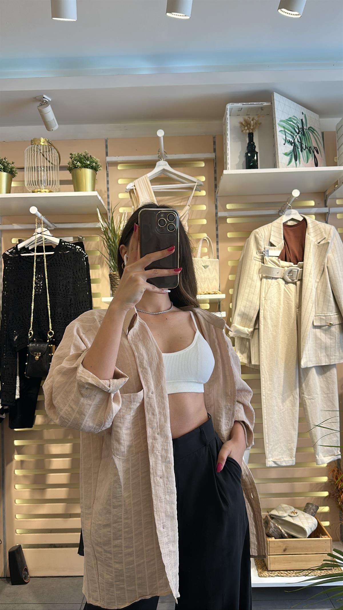 Oversize Bej Gömlek | StrawberryWear