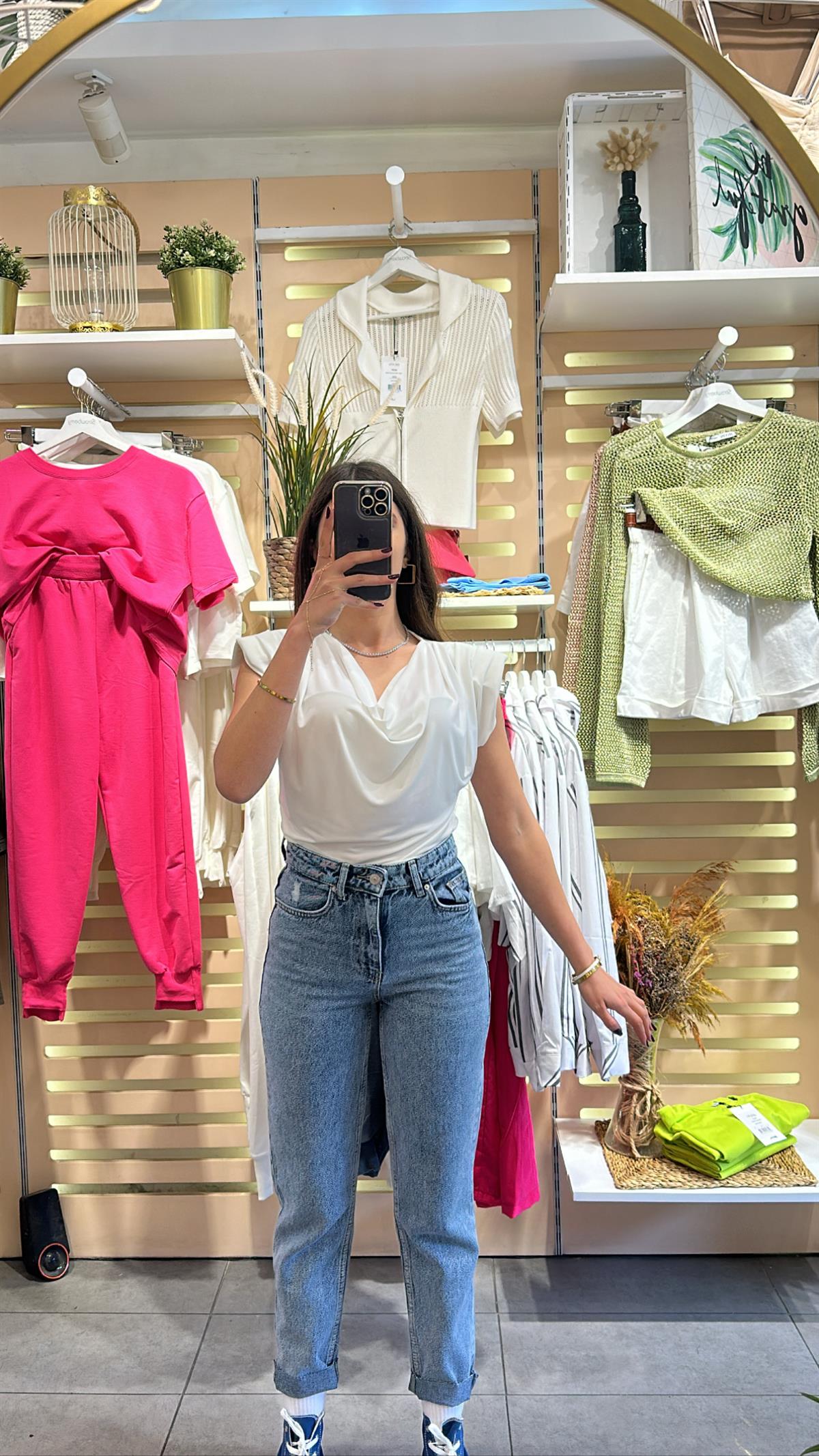 Paçası Kesik Mavi Mom Pantalon | StrawberryWear
