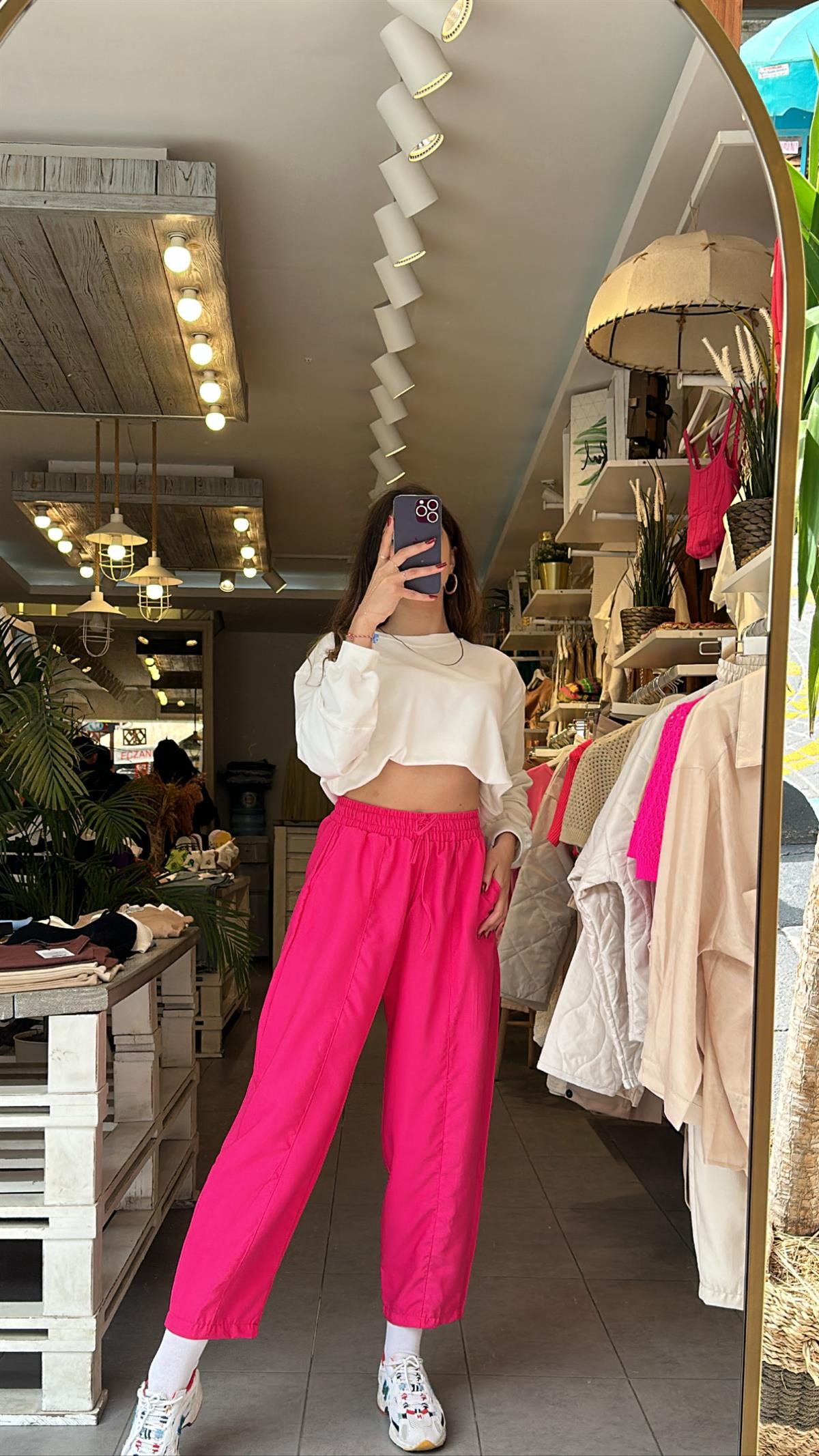 Pembe Keten Şalvar Pantolon | StrawberryWear