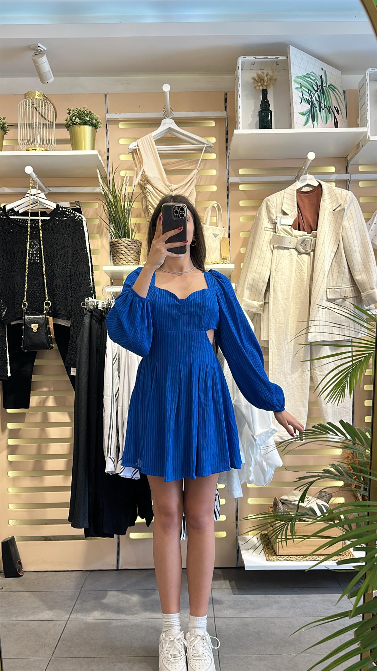 Saks Sırt Dekolteli Elbise | StrawberryWear