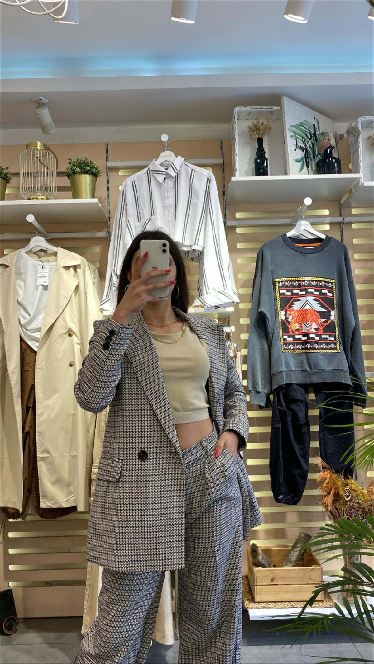 Siyah Kareli Ceket | StrawberryWear