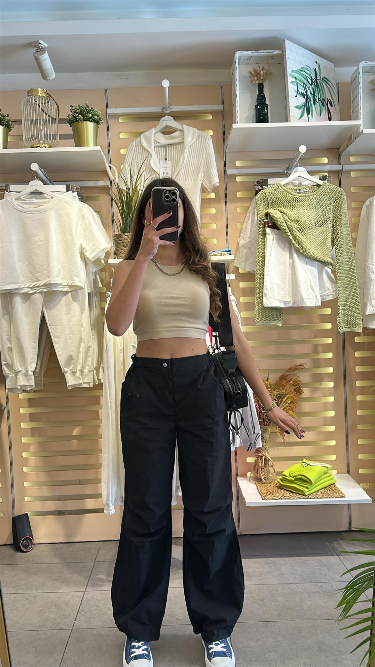 Siyah Lastikli Paraşüt Pantalon | StrawberryWear