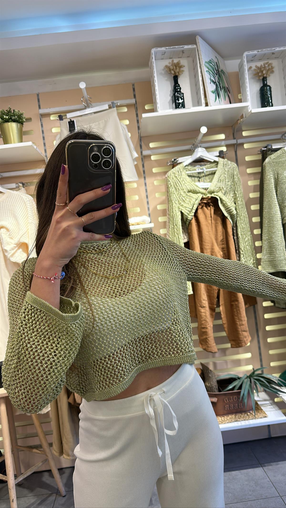 Yeşil Ajurlu Triko  | StrawberryWear
