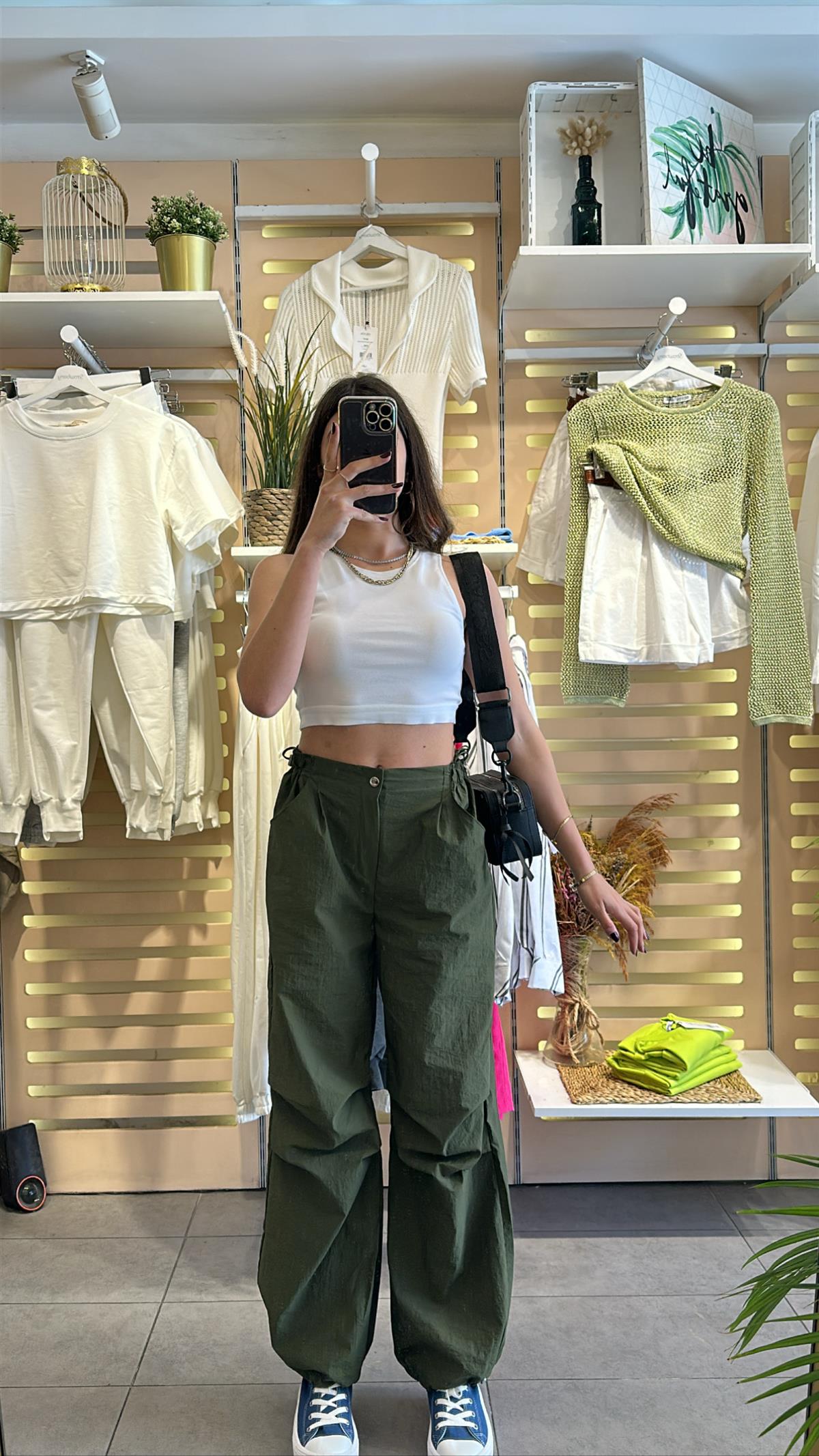 Yeşil Lastikli Paraşüt Pantalon | StrawberryWear