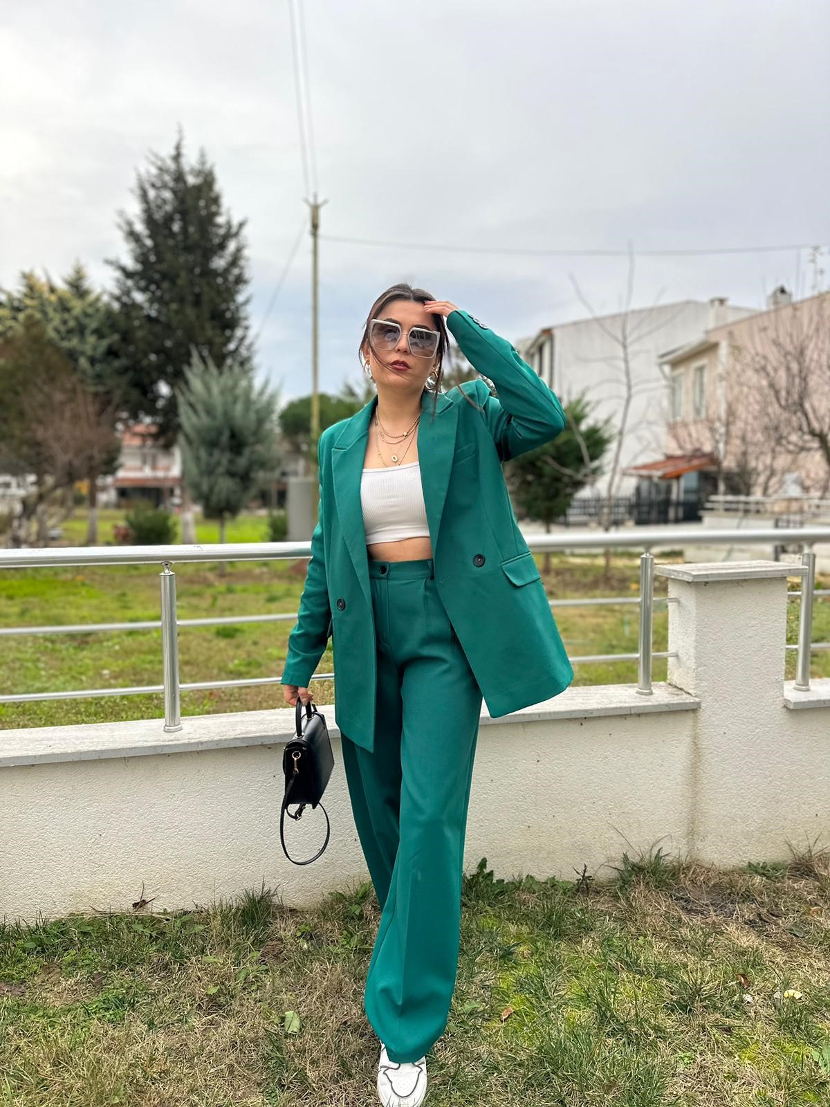 Zümrüt Yeşil Palazzo Pantolon | StrawberryWear