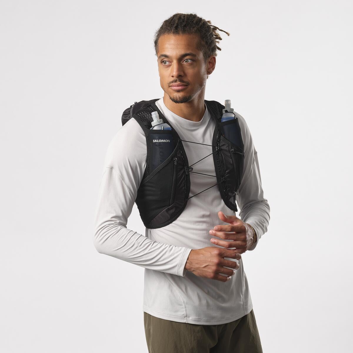 吉田　SALOMON ACTIVE SKIN12 ブラック S Salomon Active Skin 12 Koşu Yeleği - Siyah