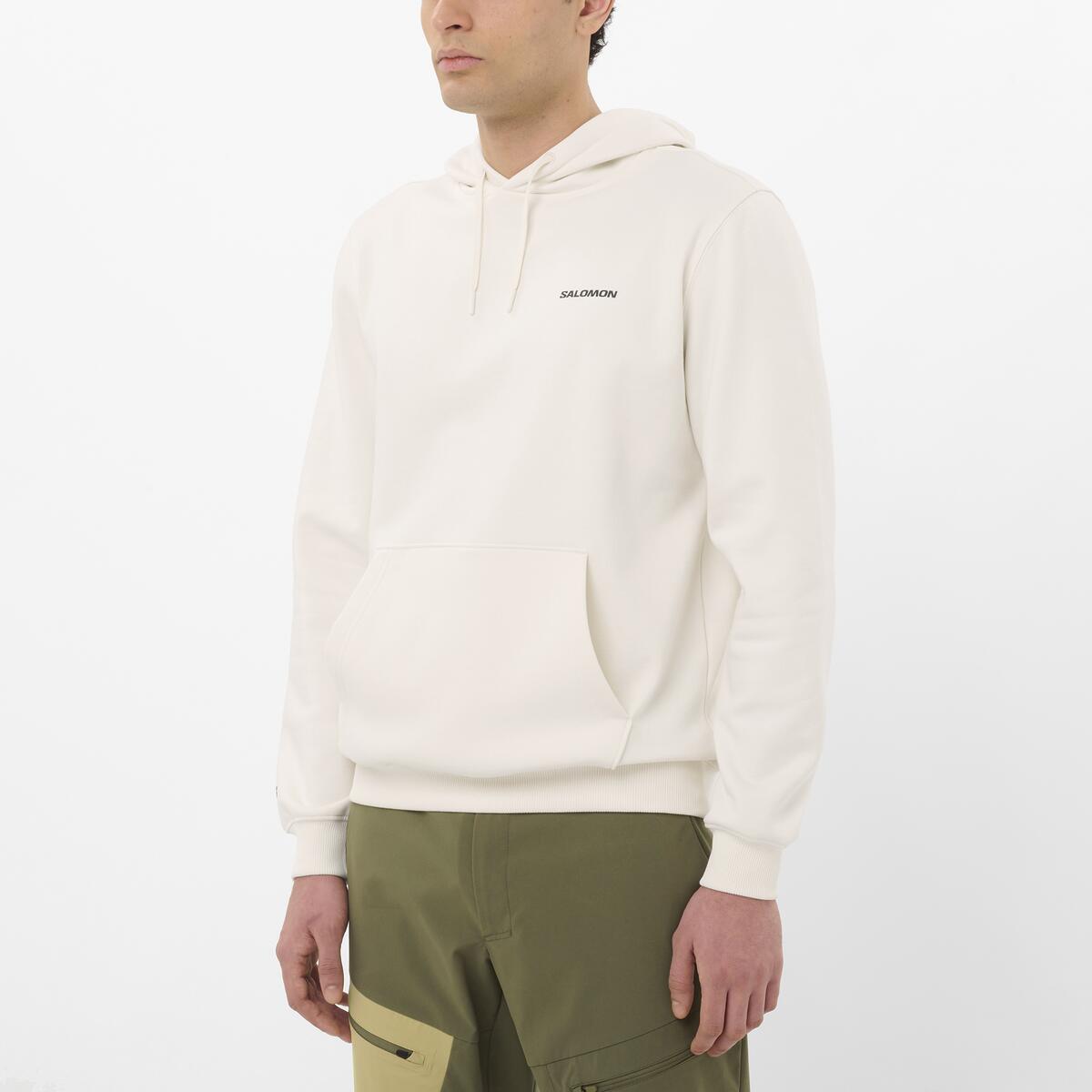 Salomon CHEST LOGO HOODIE Erkek Sweatshirt Whisper White LC2675600