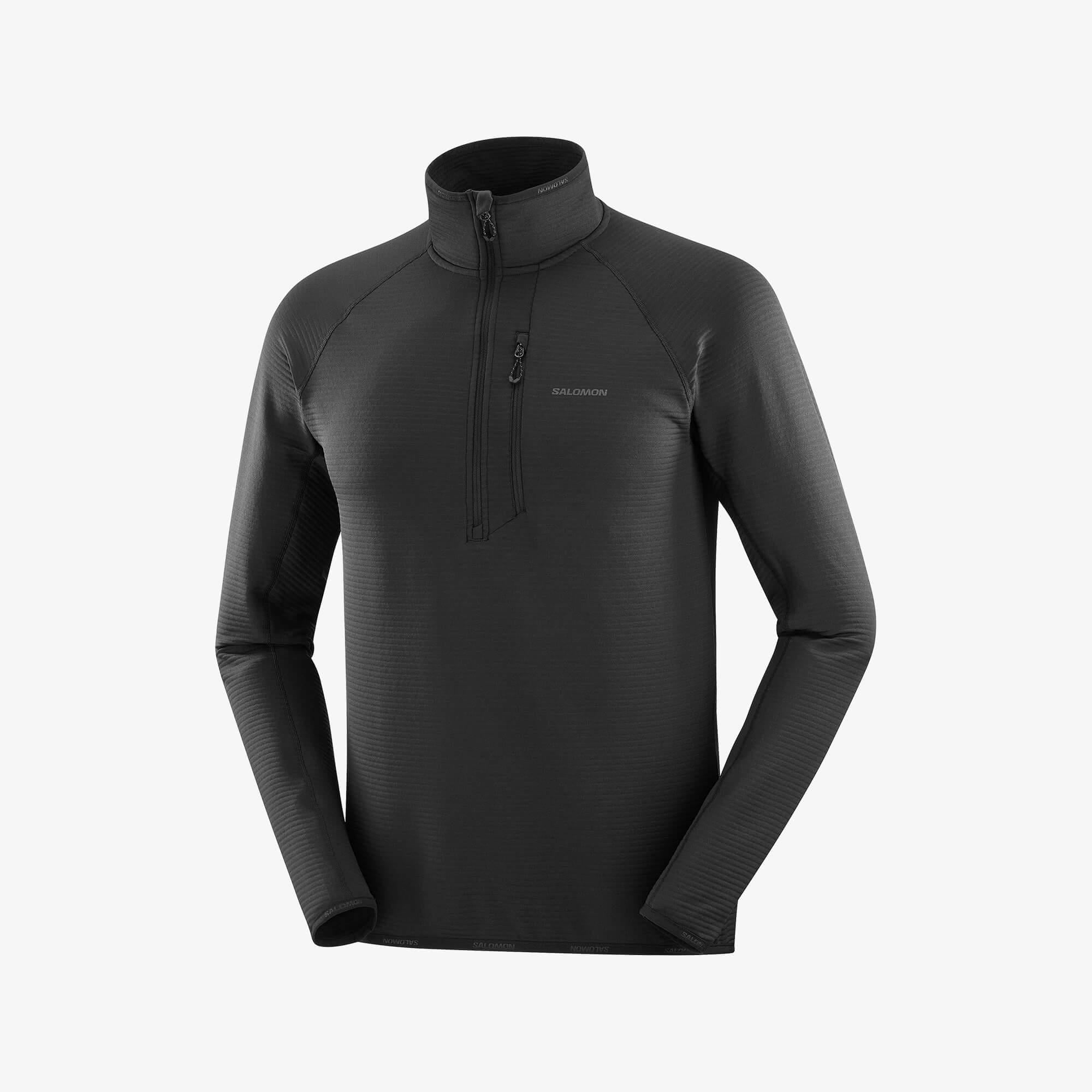 Salomon ESSENTIAL LIGHTWARM Erkek Yarım Fermuar Polar Deep Black