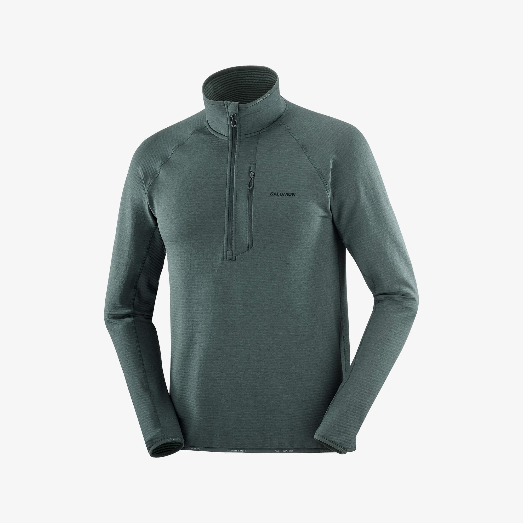 777man Salomon ESSENTIAL LIGHTWARM Erkek Yarım Fermuar Polar Green Gables