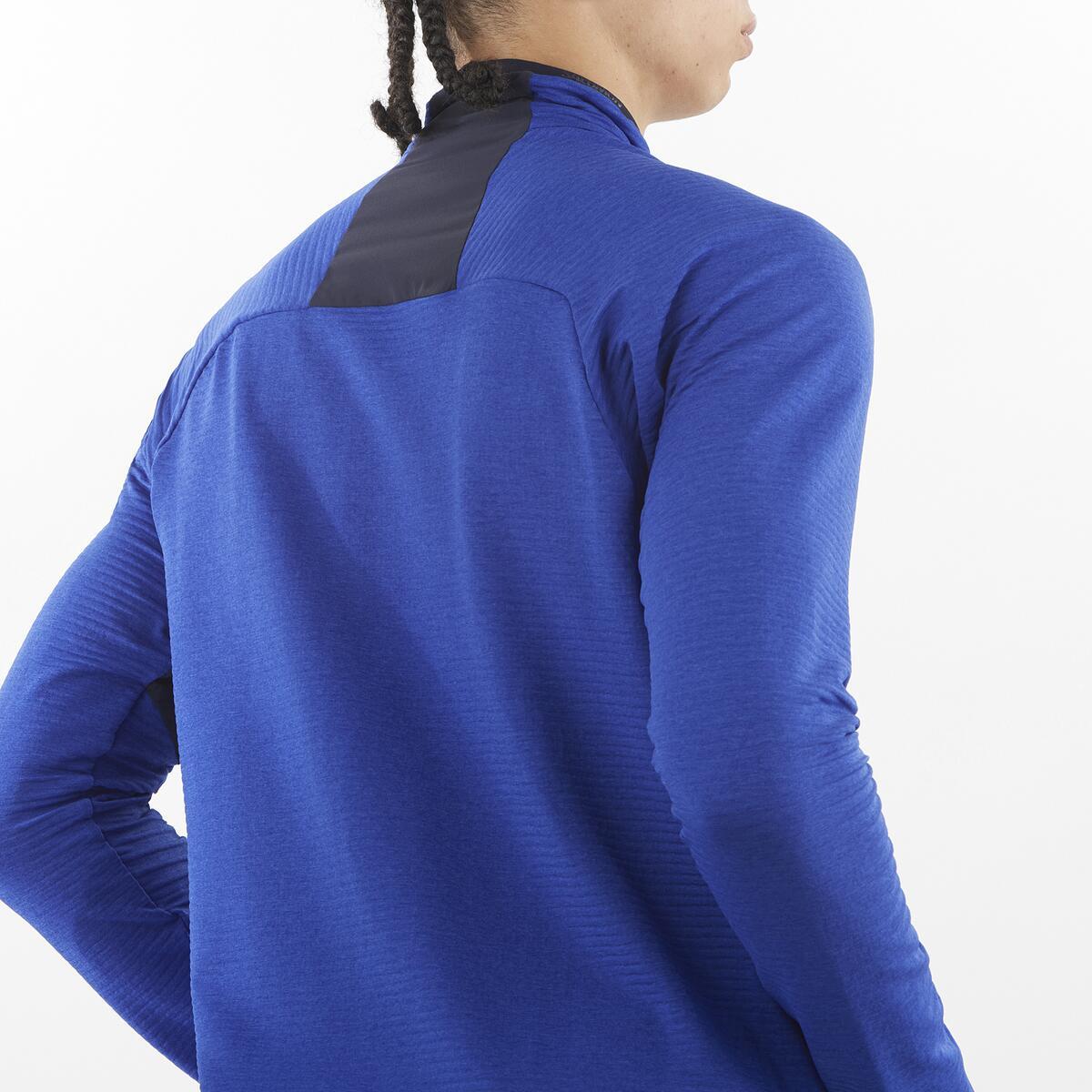 Salomon Essential Lightwarm Erkek Tam Fermuar Polar - Mavi