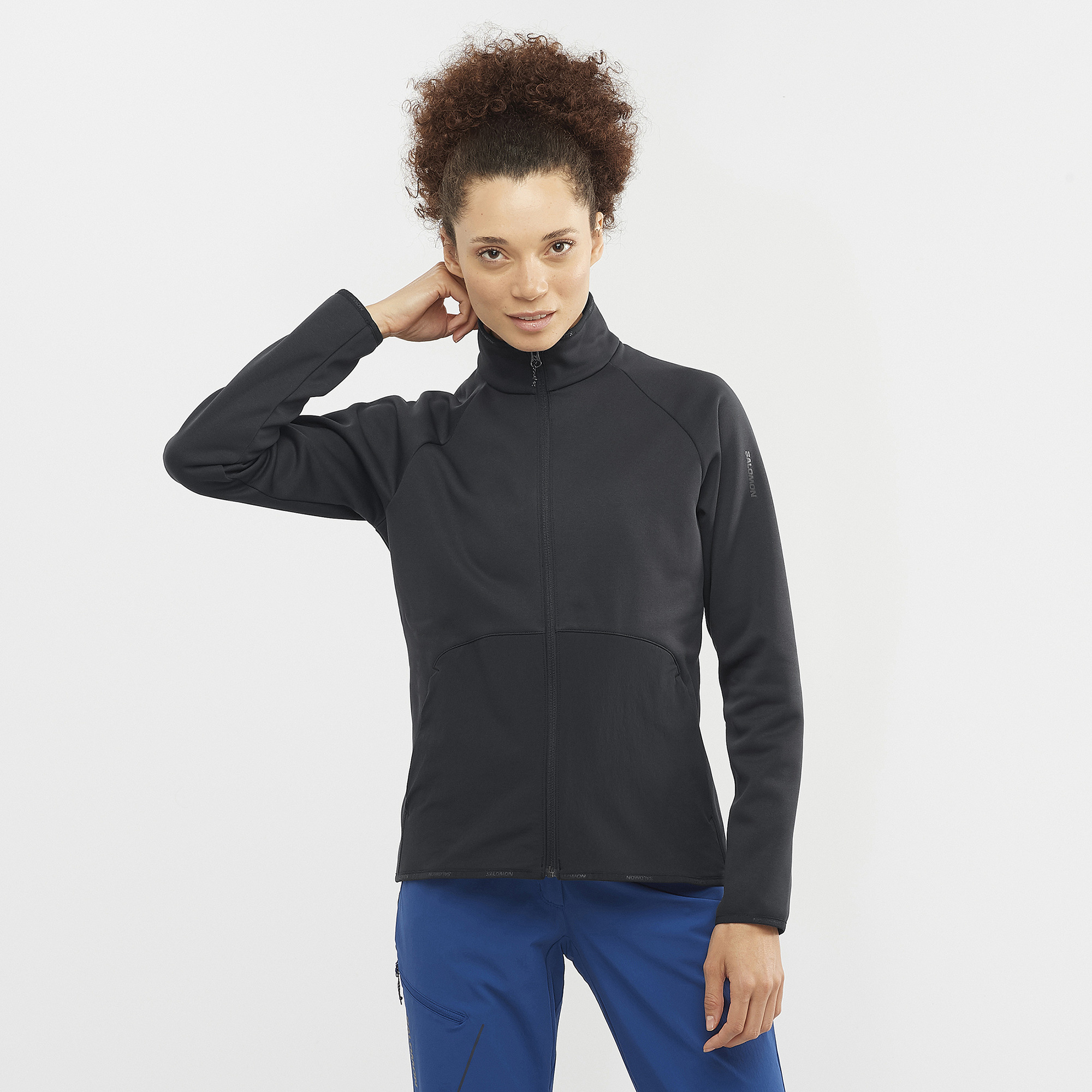 Salomon Essential Warm Kadın Tam Fermuar Polar - Siyah