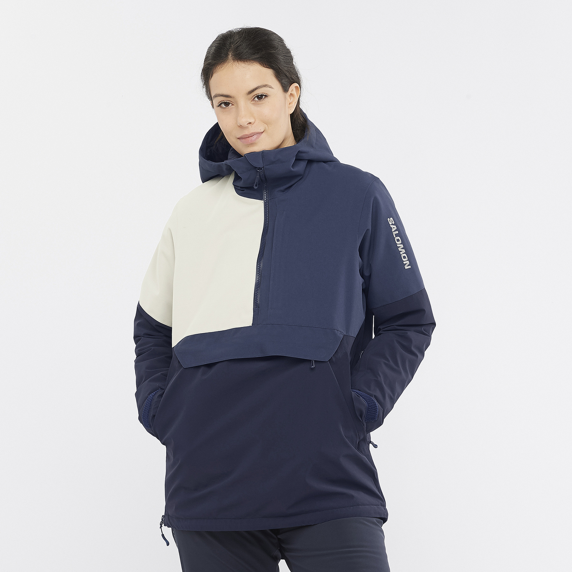 SALOMON NO DRAMAフード付きウェア ネイビー
