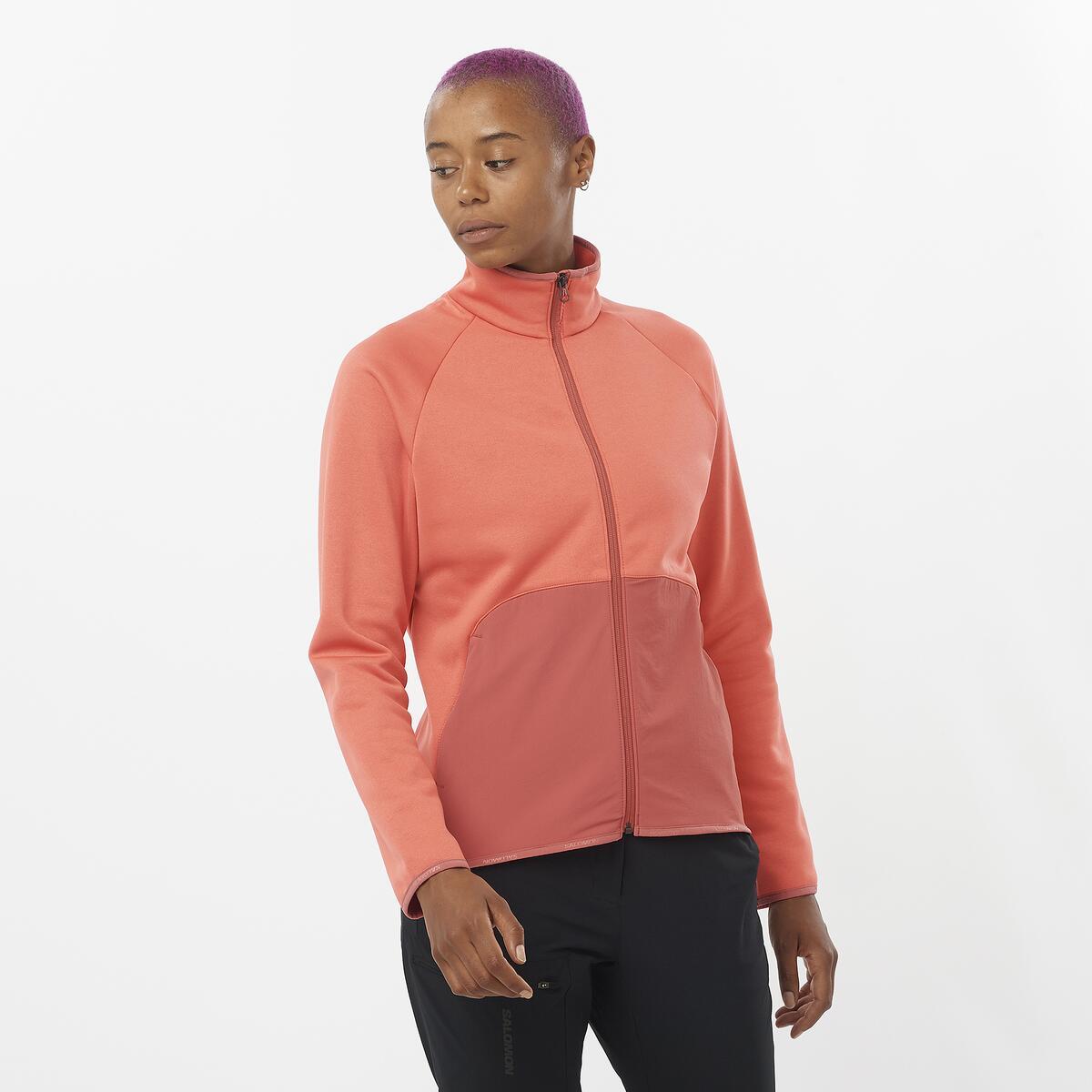 Salomon Essential Warm Kadın Tam Fermuar Polar - Turuncu