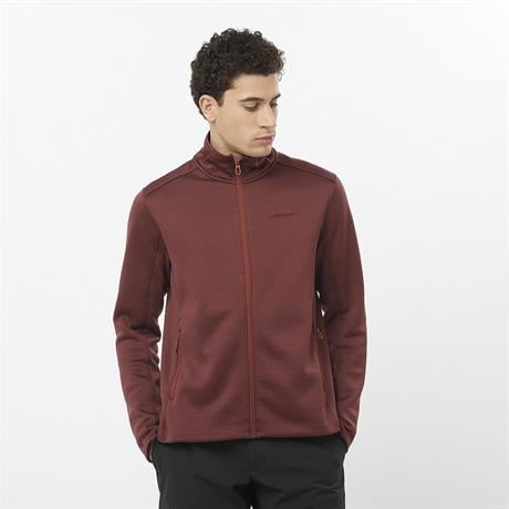 Salomon OUTLINE WARM Erkek Tam Fermuar Polar - Bordo