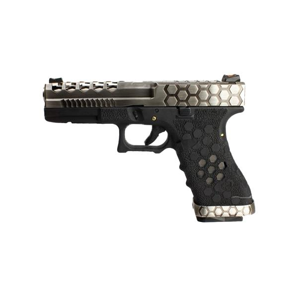 AW Custom Glock 17 HEX-CUT Gümüş Airsoft Tabanca