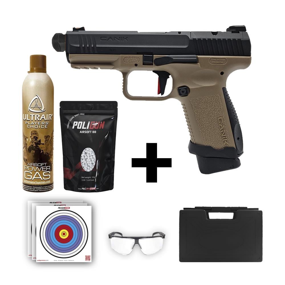 Canik TP9 Elite Combat Dual Tone Airsoft + Green Gas + 0.20gr BB + Taşıma Çantası + Balistik Gözlük
