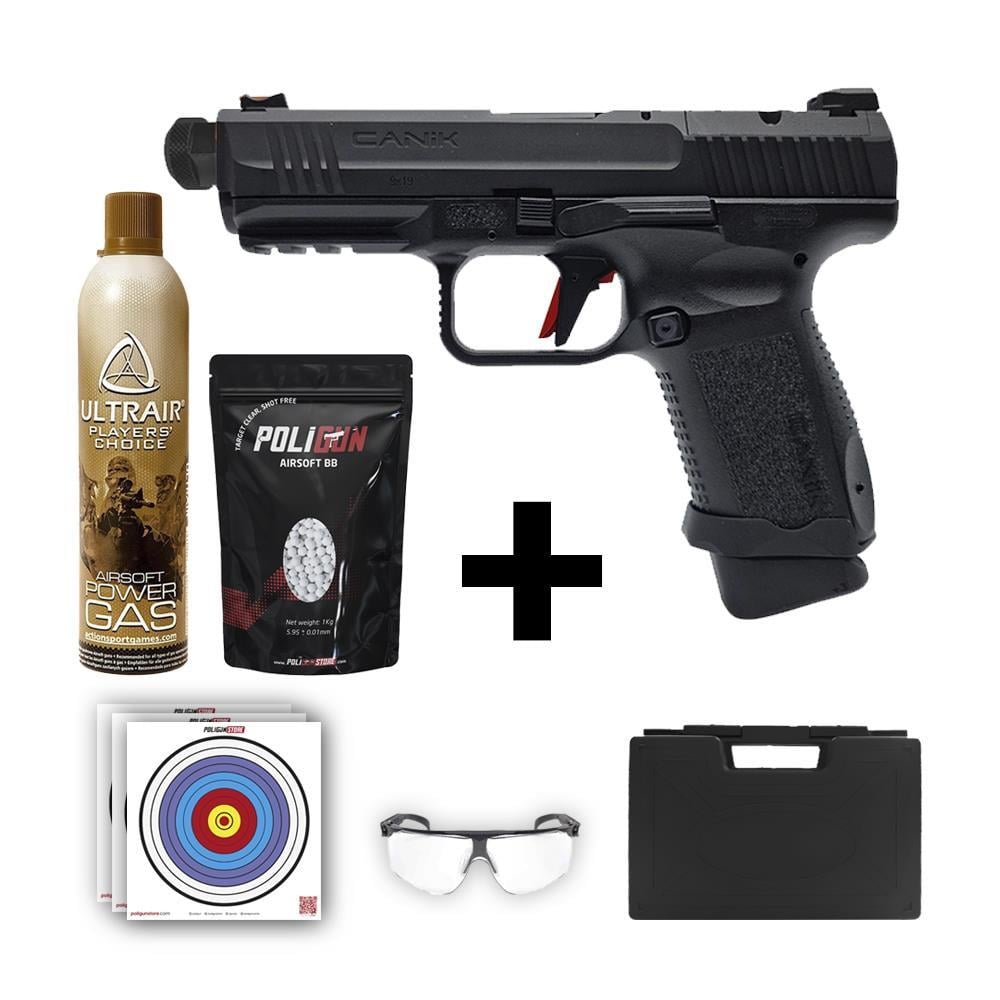 Canik TP9 Elite Combat Siyah Airsoft + Green Gas + 0.20gr BB + Taşıma Çantası + Balistik Gözlük