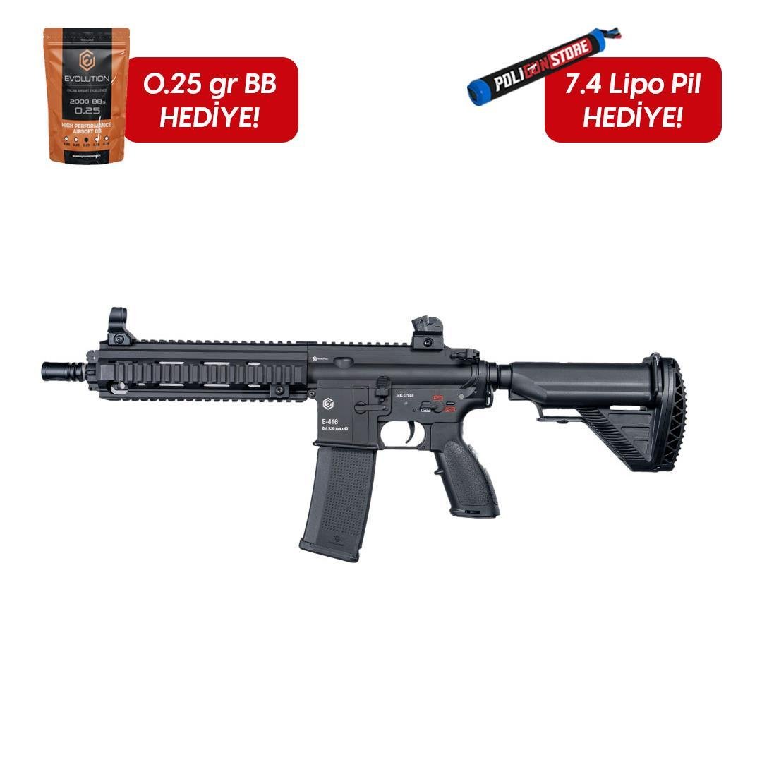 Evolution E-416 CQB Airsoft Tüfeği + 7.4v LiPo Pil