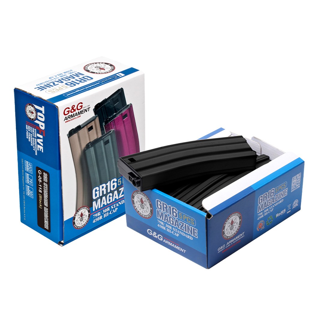 G&G GR16 Serisi 30R Standart Şarjör - Siyah (5'li Paket)