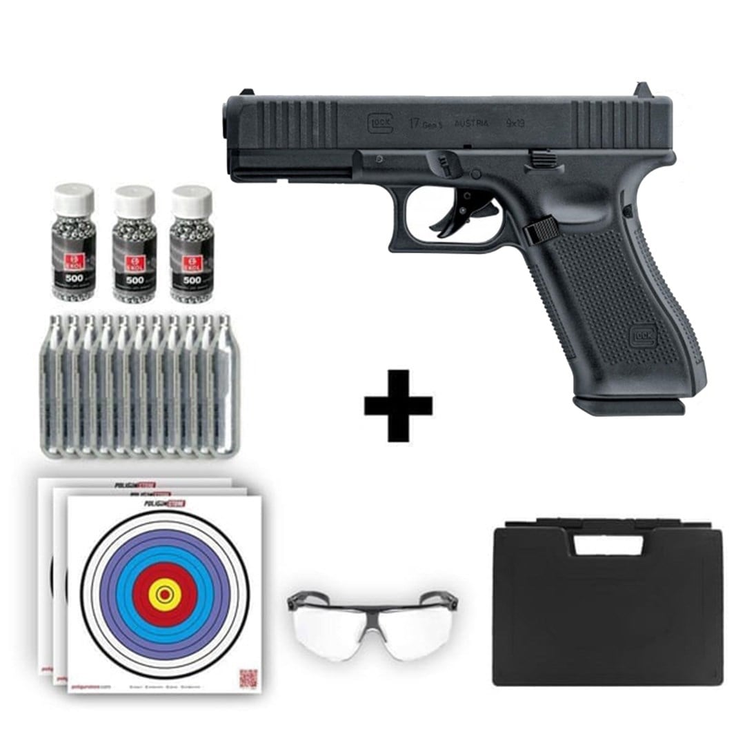 UMAREX Glock 17 Gen5 4,5mm Blowback Havalı Tabanca + 10 Adet Co2 + 3 Adet 4.5mm BB + Taşıma Çantası + Balistik Gözlük