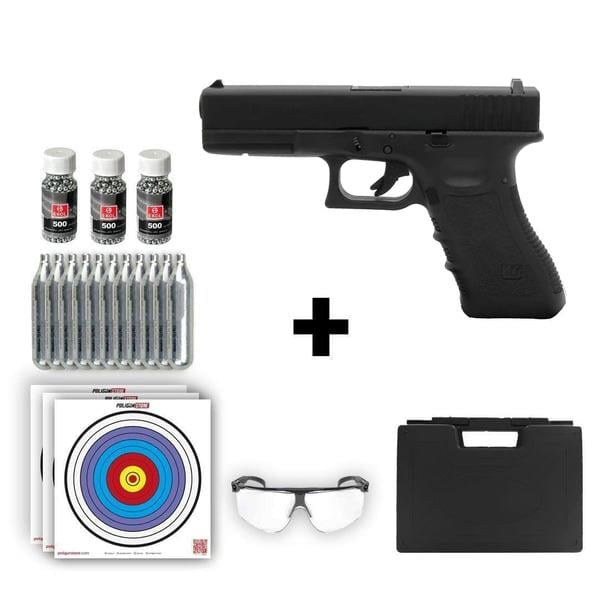 We Glock 17 Gen3 Siyah 4.50mm + 10 Adet Co2 + 3 Adet 4.5mm BB + Taşıma Çantası + Balistik Gözlük