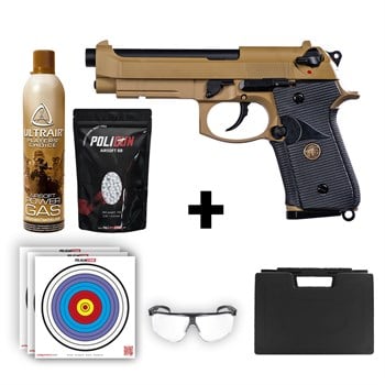 ​We Beretta M9A1 Navy Airsoft Tabanca + Green Gas + 0.20gr BB + Taşıma Çantası + Balistik Gözlük