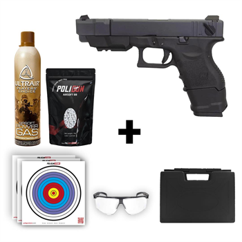 We Airsoft Glock 26C Siyah Airsoft Tabanca + Green Gas + 0.20gr BB + Taşıma Çantası + Balistik Gözlük