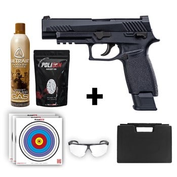 We F17 Siyah Airsoft Tabanca + Green Gas + 0.20gr BB + Taşıma Çantası + Balistik Gözlük