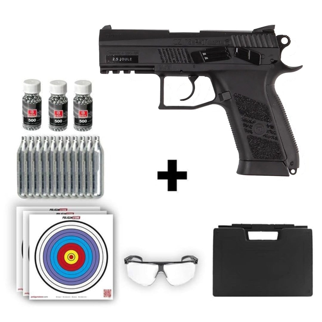 ASG CZ 75 P-07 Duty 4.50mm Havalı Tabanca + 10 Adet Co2 + 3 Adet 4.5mm BB + Taşıma Çantası + Balistik Gözlük