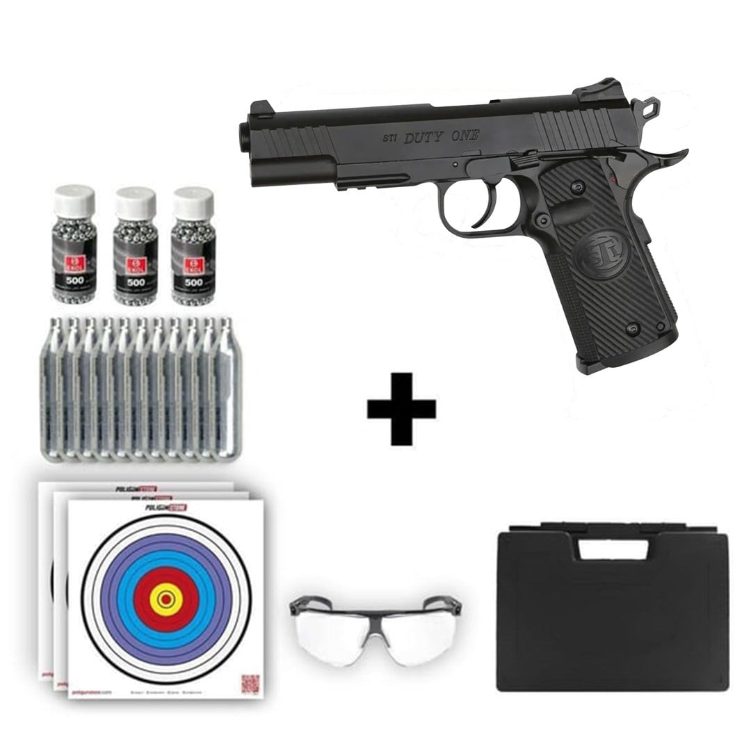 ASG STI Duty One 4.50mm Havalı Tabanca + 10 Adet Co2 + 3 Adet 4.5mm BB + Taşıma Çantası + Balistik Gözlük
