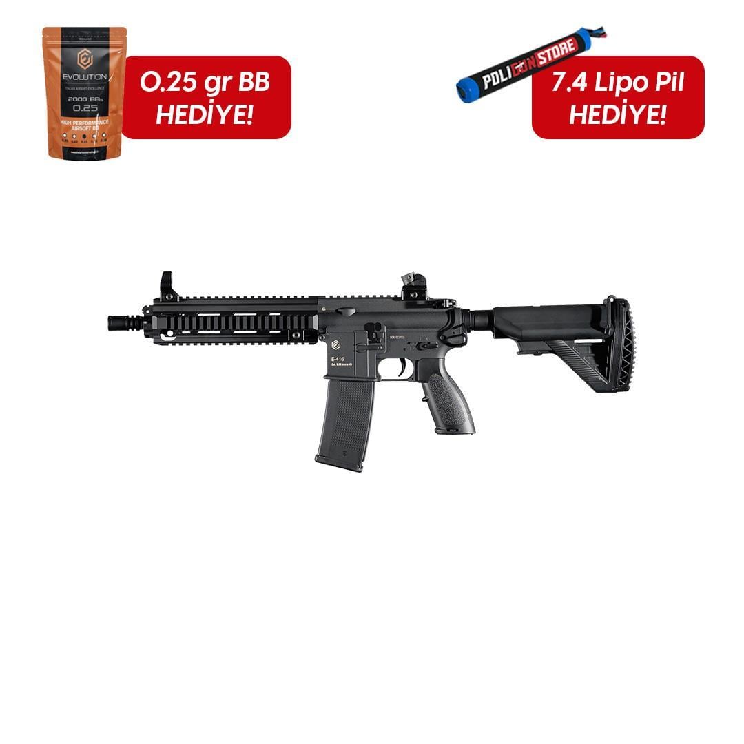 Evolution E-416 CQB Carbontech ETS Airsoft Tüfeği + 7.4v LiPo Pil