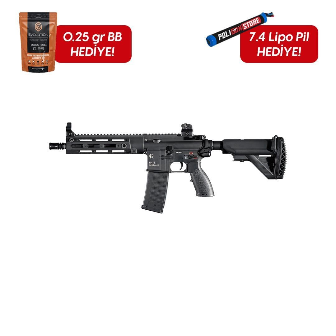 Evolution E-416 CQB RAHG ETS Airsoft Tüfeği + 7.4v LiPo Pil