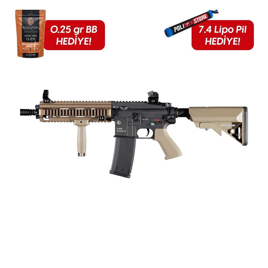 Evolution E-416 DEVGRU BR Airsoft Tüfeği + 7.4v LiPo Pil