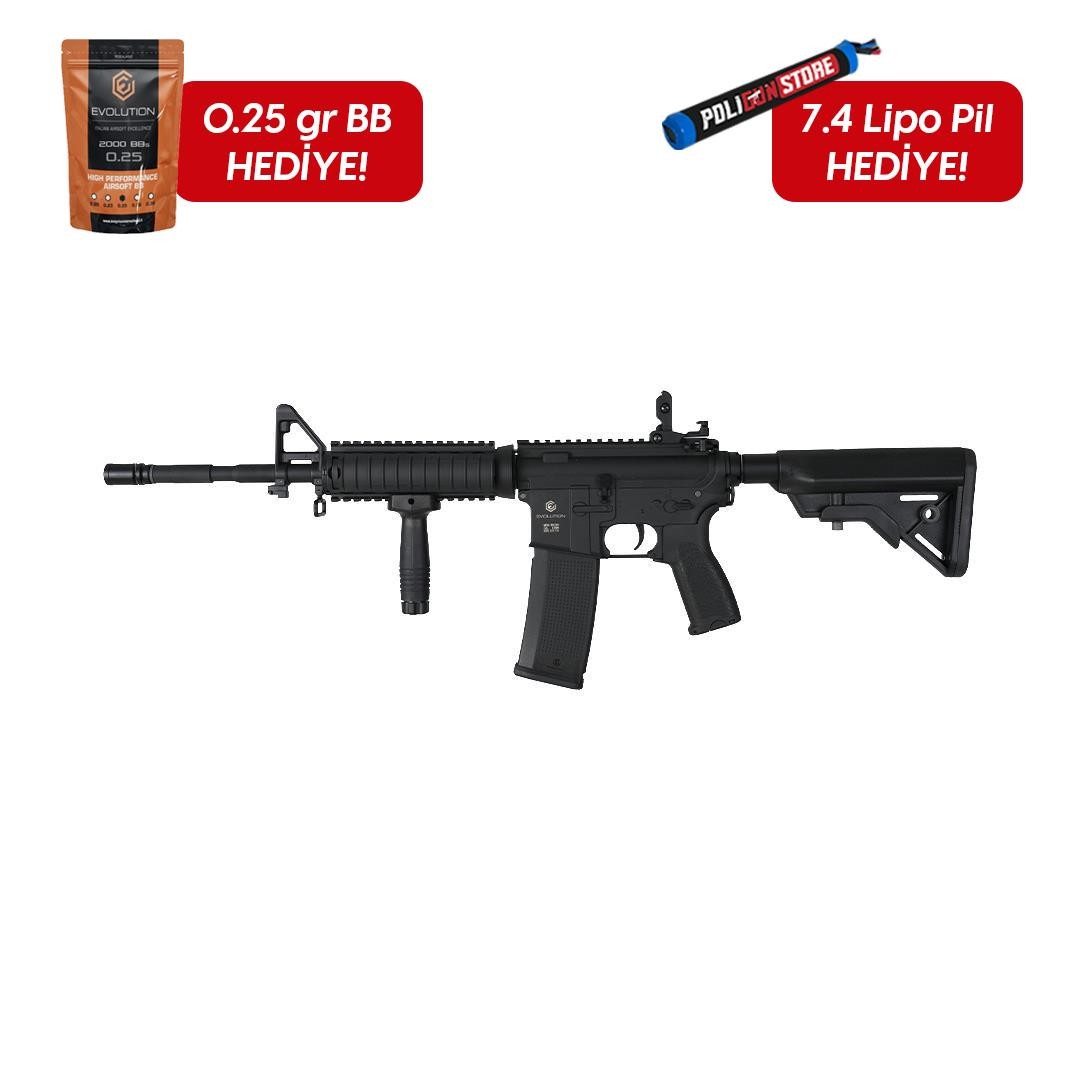 Evolution M4 Recon Superlite SOPMOD Siyah Carbontech Airsoft Tüfeği + 7.4v LiPo Pil