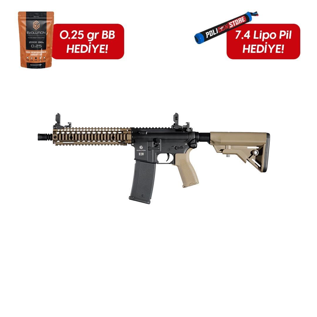 Evolution Recon MK18 Mod. 1 Siyah & Tan Airsoft Tüfeği + 7.4v LiPo Pil