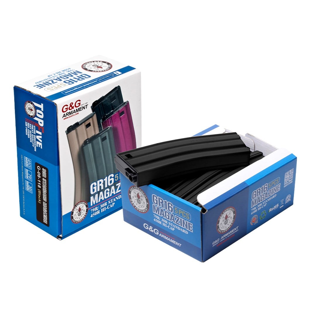 G&G GR16 Serisi 30R Standart Şarjör - Siyah (5'li Paket)