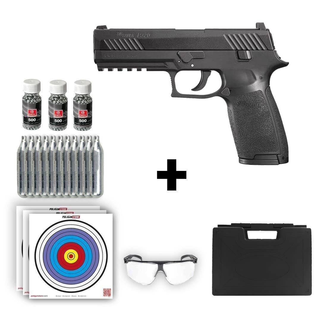 Sig Sauer P320 4.5mm Pellet/BB Blowback Havalı Tabanca + 10 Adet Co2 + 3 Adet 4.5mm BB + Taşıma Çantası + Balistik Gözlük