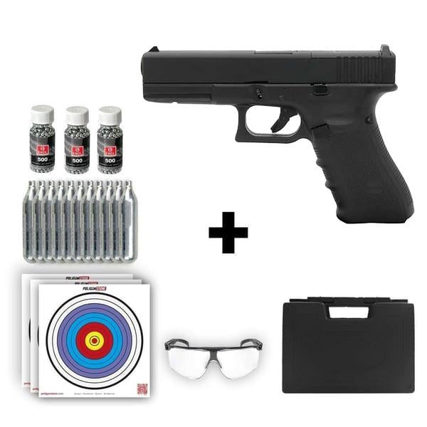 We Glock 17 Gen4 Siyah 4.50mm + 10 Adet Co2 + 3 Adet 4.5mm BB + Taşıma Çantası + Balistik Gözlük