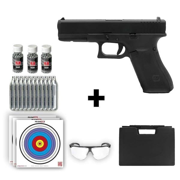 We Glock 17 Gen5 Siyah 4.50mm + 10 Adet Co2 + 3 Adet 4.5mm BB + Taşıma Çantası + Balistik Gözlük