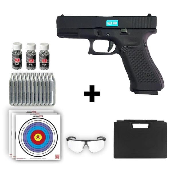 We Glock 19X Gen5 Siyah 4.50mm + 10 Adet Co2 + 3 Adet 4.5mm BB + Taşıma Çantası + Balistik Gözlük