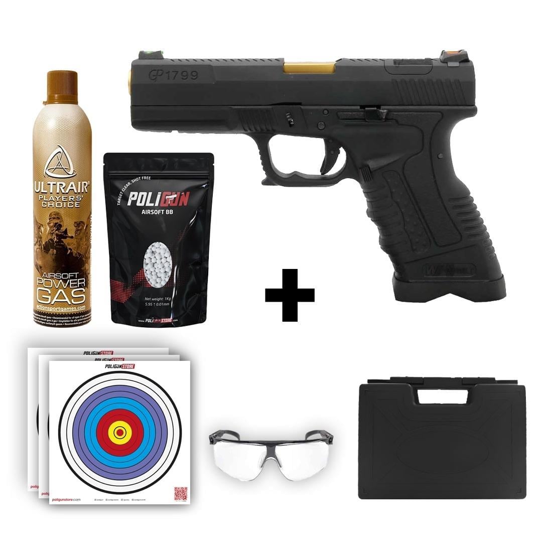 We GP1799 T1 Siyah + Green Gas + 0.20gr BB + Taşıma Çantası + Balistik Gözlük