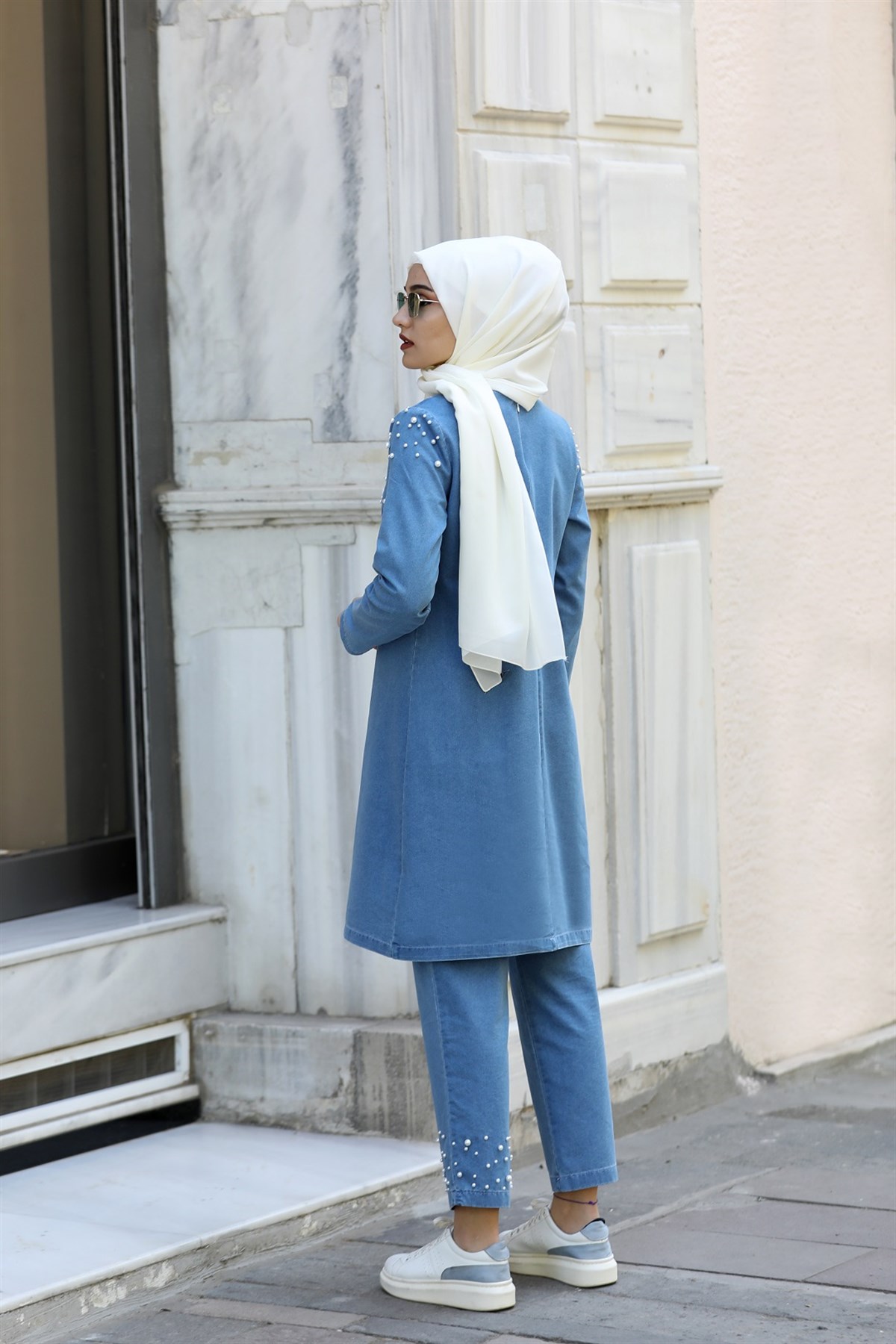 Pearl Dual Jeans Hijab Set