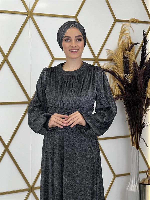 Adel anthracite hijab evening dresses