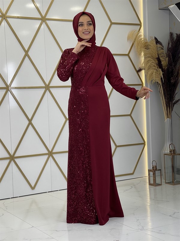 Elegant Gold Hijab Evening Gown 23122GOLD - Neva-style.com