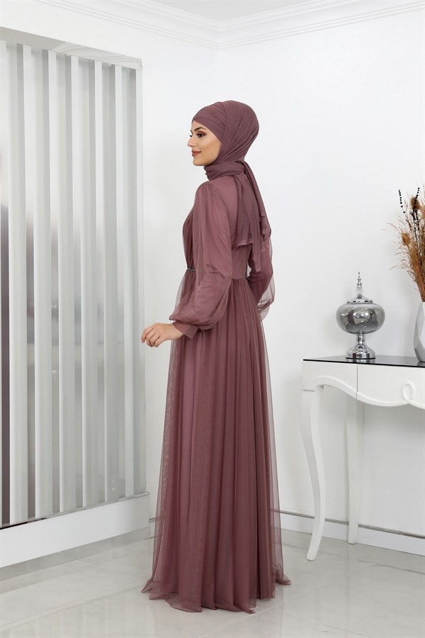 Aysima Hijab Evening Dresses - Dried Rose